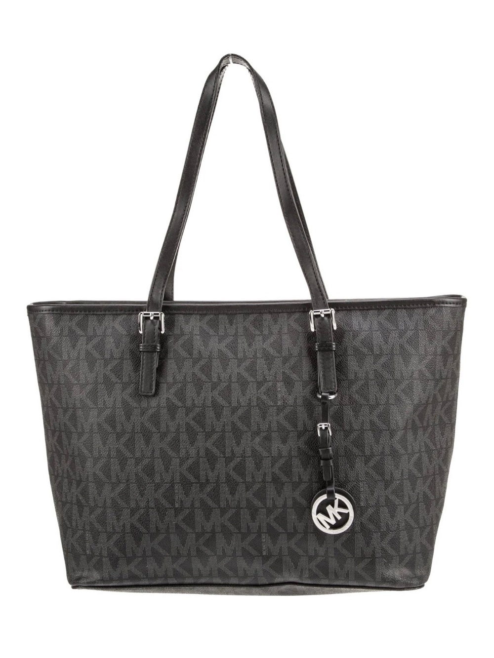 Michael Kors Brown MK Logo Tote with Branded Charm